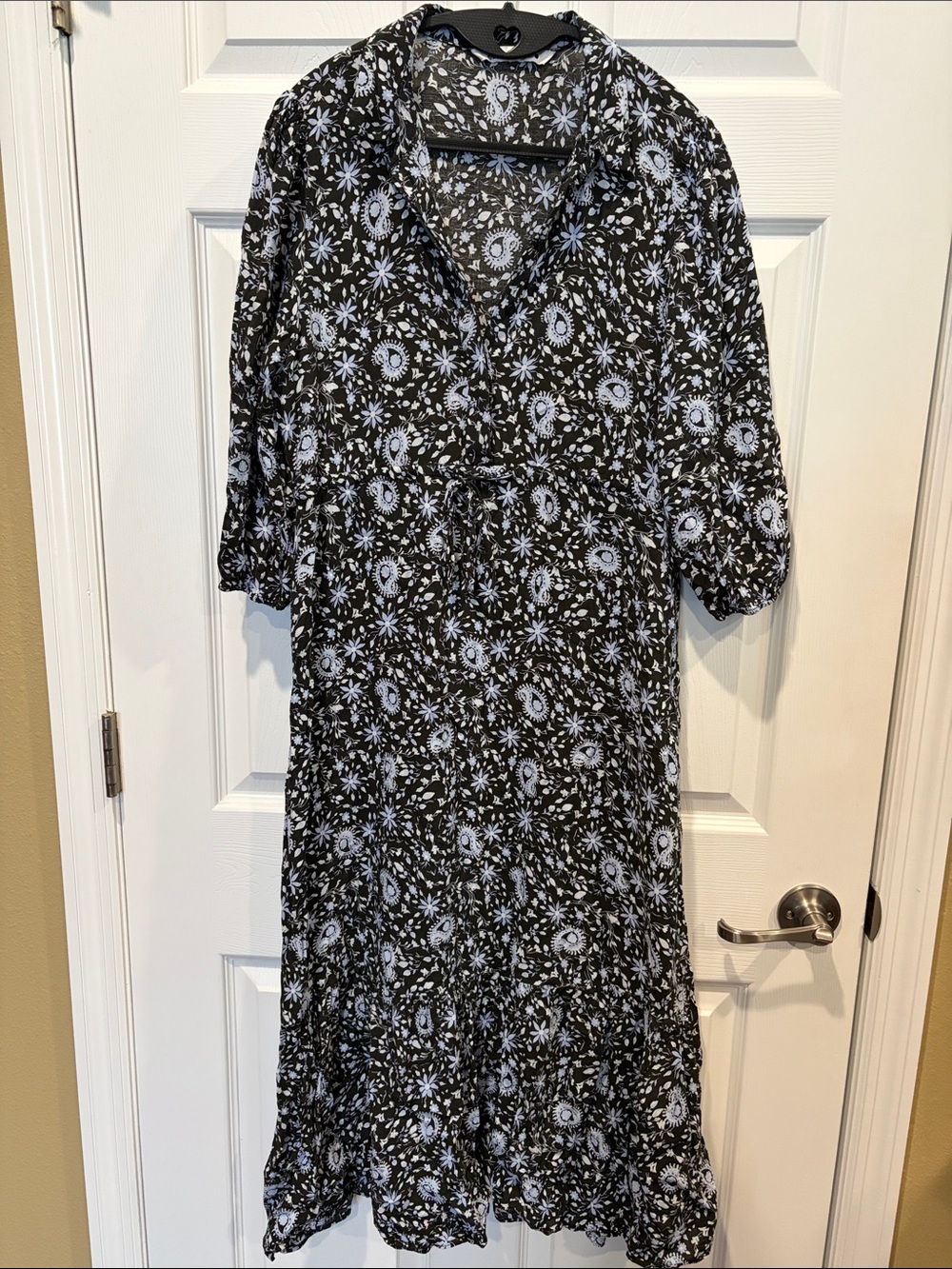 Zara Black Floral Midi Dress - Classic Floral Print